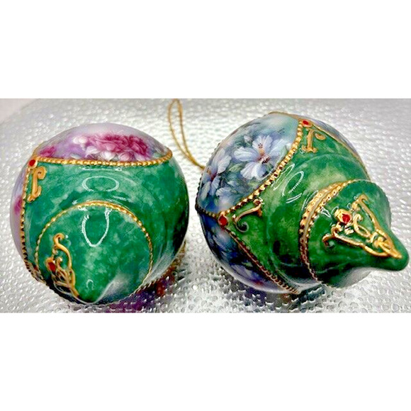 Hummingbird Floral 1998 Bradford Edition Ornaments Set of 2 Heirloom Porcelain - Picture 5 of 16